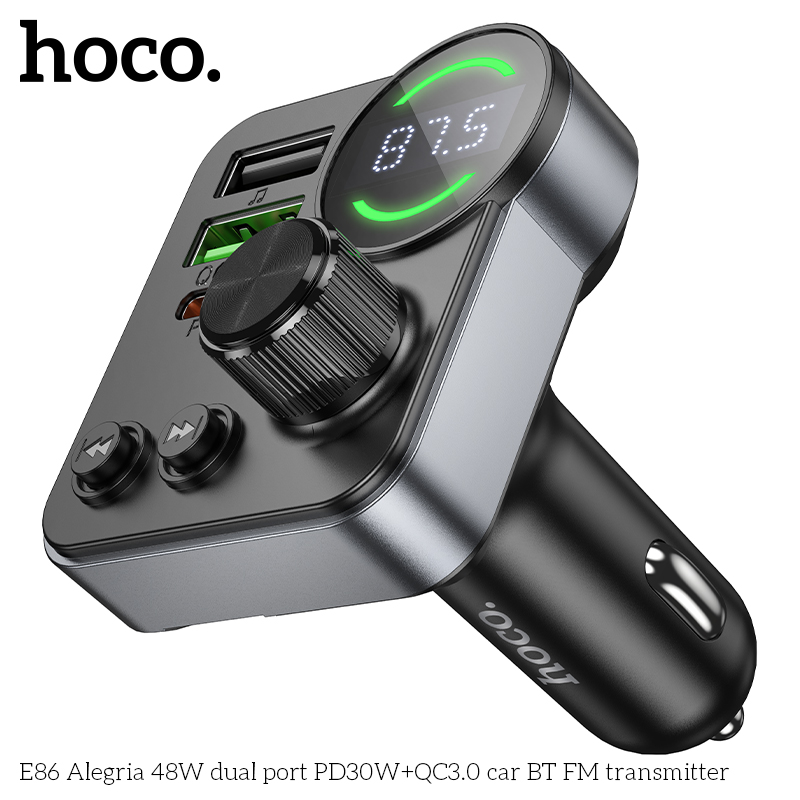 E86 Alergria 48W dual port PD30W + QC3.0 car BT FM Transmitter - Image 2