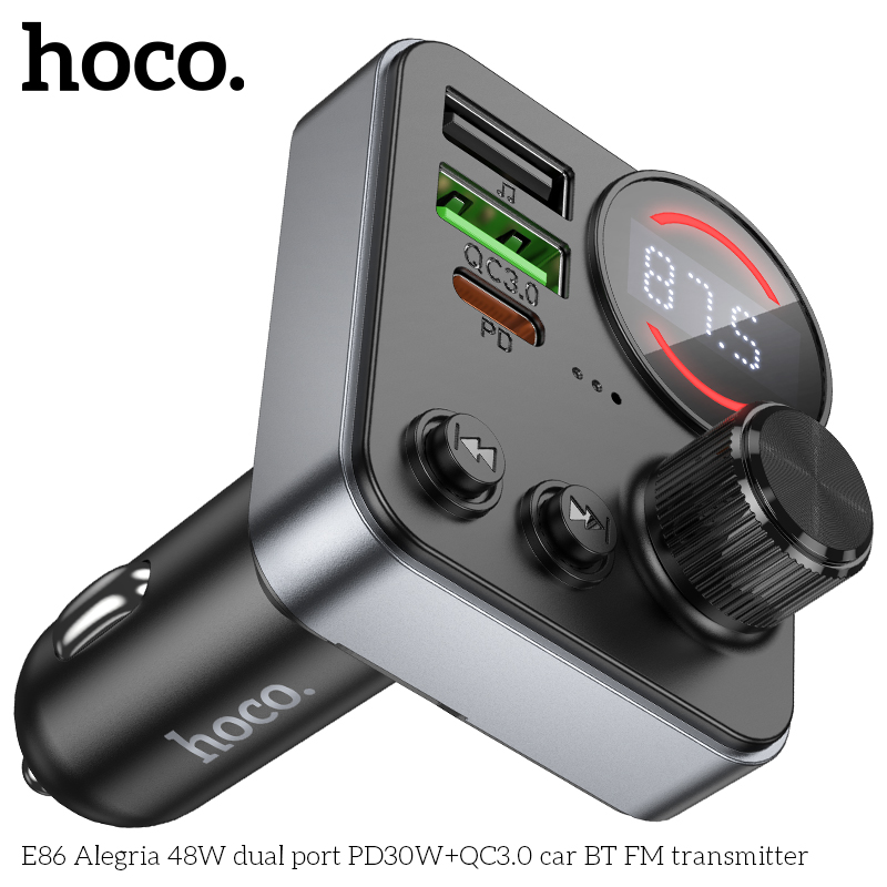 E86 Alergria 48W dual port PD30W + QC3.0 car BT FM Transmitter - Image 4